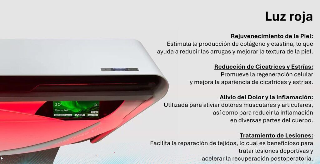 Imagen con características de biow Baño de plasma con Luz roja